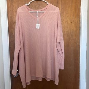 NWT Blush V Neck Waffle Top